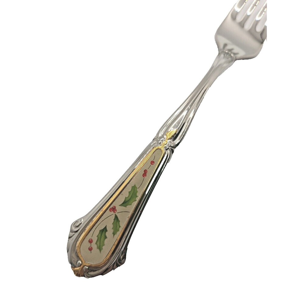 Lenox Holiday Holly & Berry Place Fork Stainless 18/10 Vietnam Free NOS VTG